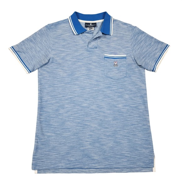 Psycho Bunny Other - Psycho Bunny Thornton Polo Shirt Mens 4 S Blue White Pima Cotton Pocket Striped